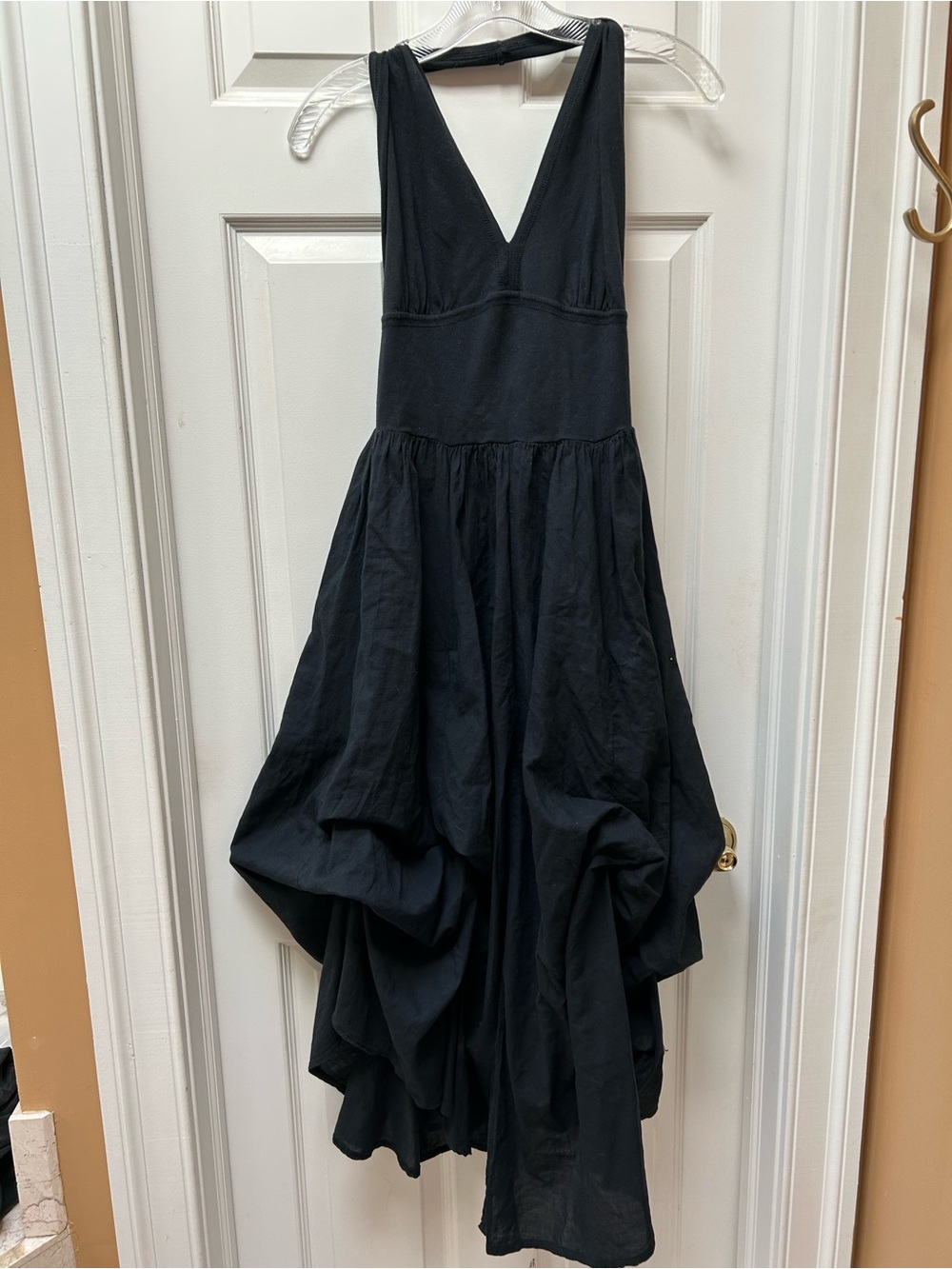 Luna Luz Elegant Halter Sleeveless Bubble Hem Dress - Black
